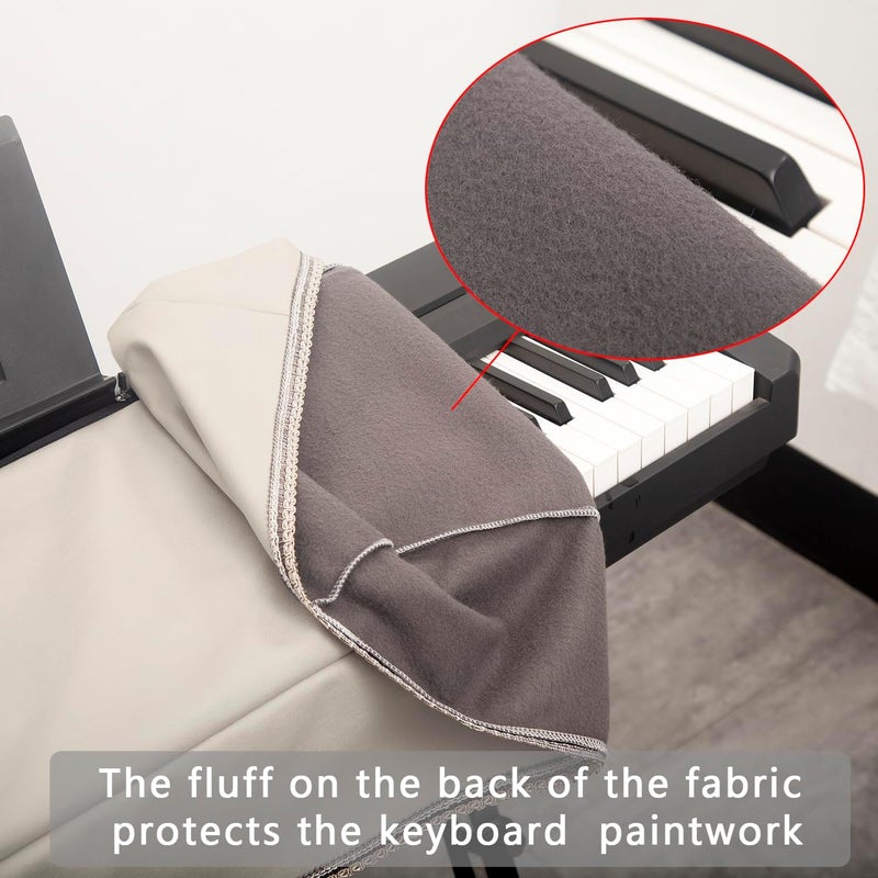 mooson Keyboard Piano Cover Digital Piano Dust Covers Luxury Soft and Premium Surface Thickening Electronic Organ Covering Keyboard Update Encasement (White) - Image 3